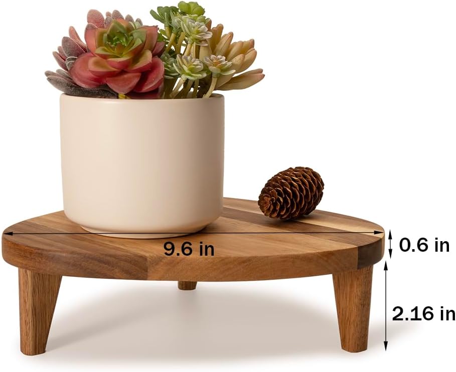 Acacia Wood Corner Pedestal Stand Triangle Decorative Farmhouse Wood Riser for Display Wooden Stand