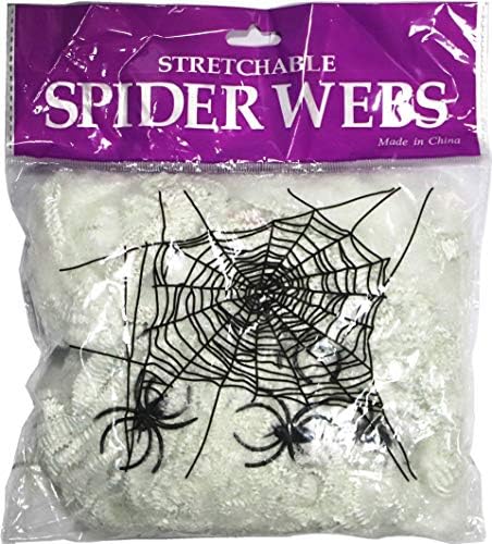 Giant Spider Web 22.9 X 18 Ft White Halloween Spider Web with Gutter Hook Set Easy to Decor Outdoor Yard