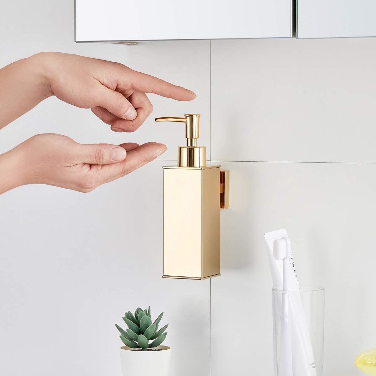 BGL Soap Dispenser Stainless Steel 304 Wall Mount Gold Liquid and Soap Dispenser for Kitchen and Bathroom