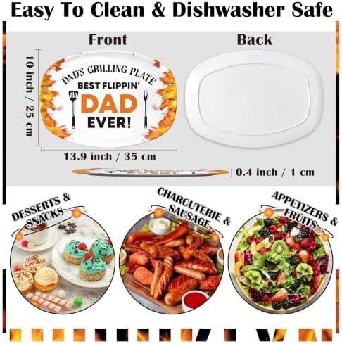 R HORSE Melamine Grill Platter Gift for Dad, BBQ White Oval Serving Tray