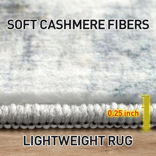 8x10 Area Rugs for Living Room: Washable Abstract Blue Multi Badroom Carpet