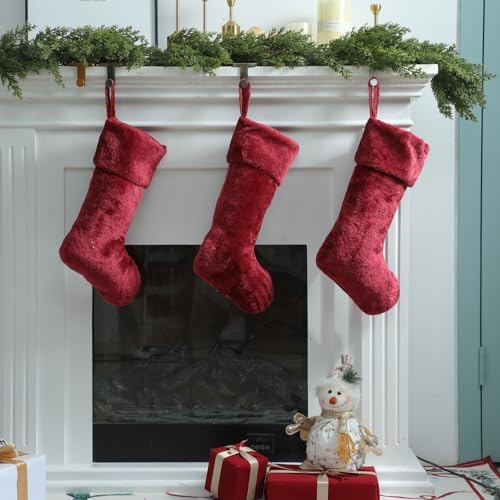 12 Pcs Christmas Stocking 18" Plush,Burgundy