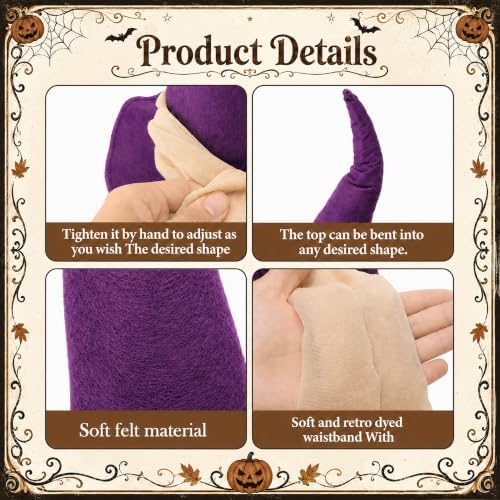 3 Pcs 3 Size Halloween Witch Hat Table Centerpieces with Gauze Ribbon