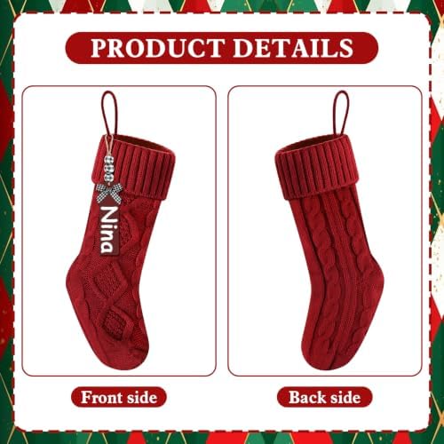 Christmas Stockings 18 Inches,Long Knitted Stocking with Name Tags