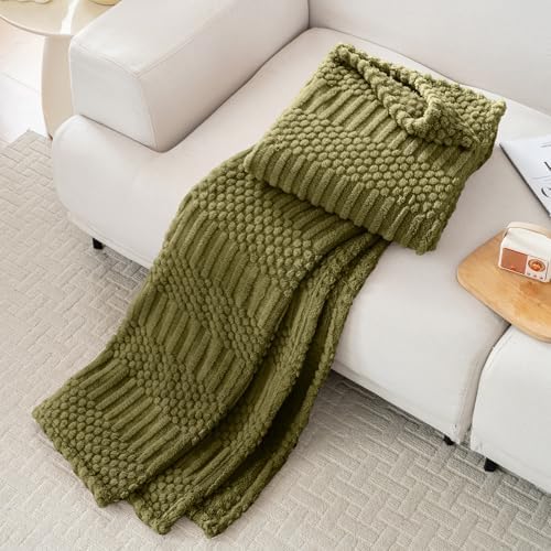 60x80 Inch Green Twin Blanket - Soft & Fluffy Fleece, Cute & Aesthetic, Perfect for Sofa, Couch, Chair, Bed, Living