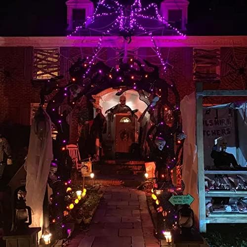 Dazzle Bright Purple Halloween Fairy String Lights, 4 Pack Total 80FT 240LED Copper Wire Battery Operated Waterproof Lights, Halloween Decorations for Indoor Home Outdoor Patio Yard Party Decor