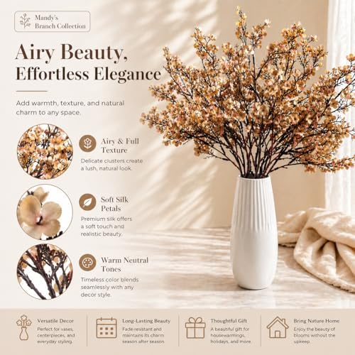 Mandy's 15 Bundles Artificial Light Brown Baby’s Breath Flowers