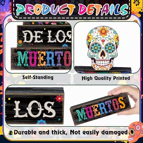 Lineshading 4 Pcs Day Of The Dead Table Decorations Sugar Skull Decor
