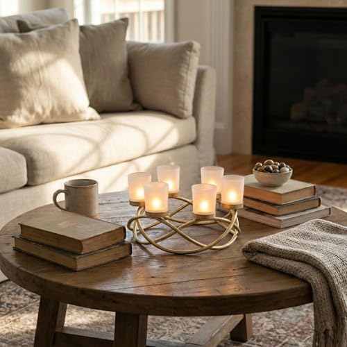 Seraphic Centerpieces for Table Decor, Tealight Candle Holder, Gold/Frosted