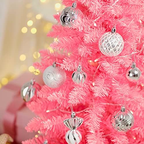 4FT Hot Pink Artificial Small Christmas Tree Mini Tabletop Decor