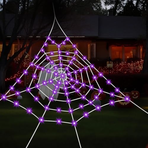 Giant Spider Webs Halloween Decoration Outdoor,Halloween Spider Web for Scary Halloween Yard Decorations