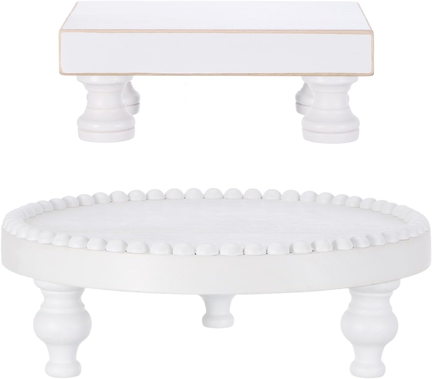 Round and Square Decorative Pedestal Stands / Set of 2