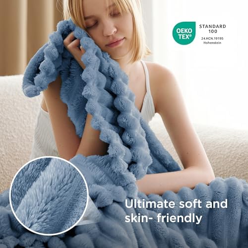Bedsure Soft Blue Throw Blanket for Couch Decor Gifts 50"x60"