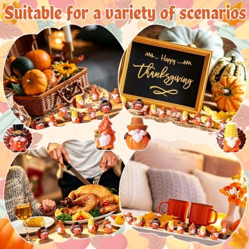 40 Pcs Fall Mini Gnome Figurines, Thanksgiving Tiny Resin Gnomes