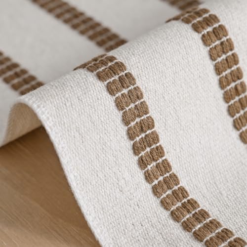 Artoid Mode Light Coffee Farmhouse Woven Stripe Table Runner, Seasonal Holiday Boho Rustic Kitchen Dining Table Decoration for Home Party Decor 12x72 Inch