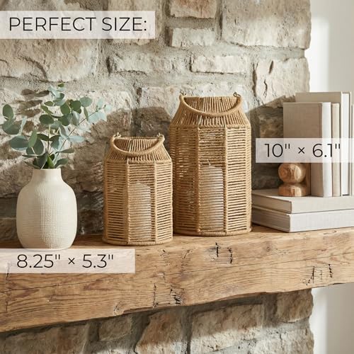 Natural Jute Boho Lanterns - Handcrafted Farmhouse Coffee Table Decor