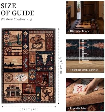 YIHOUSE 4x6 Western Cowboy Area Rugs for Living Room