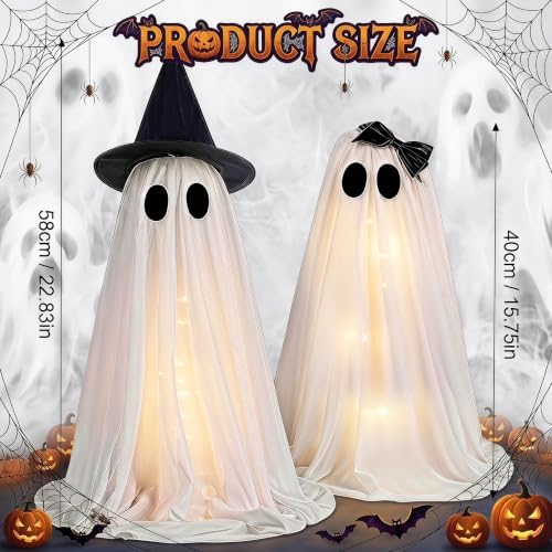 Lighted Ghost Halloween Decorations, Spooky Decor for Table Mantel Shelf