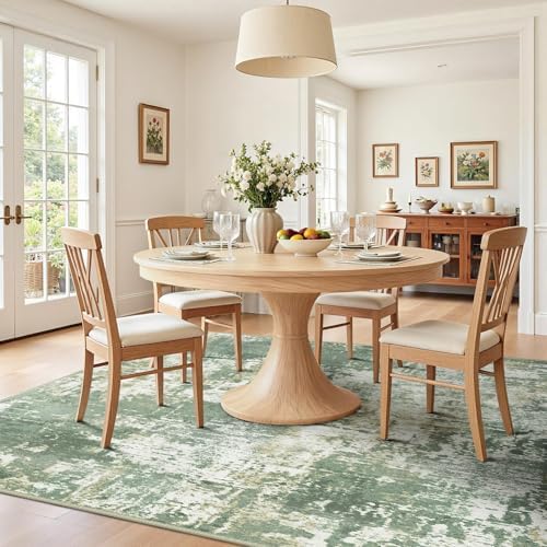RELEANY Washable 5'x8' Abstract Area Rug for Living Room Light Green
