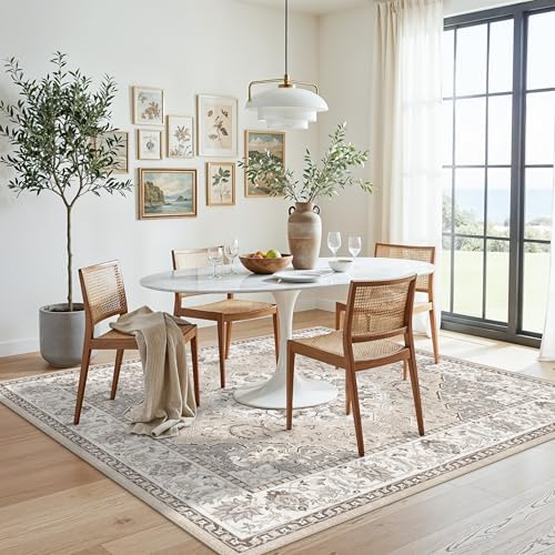 Washable 5x5 Square Area Rugs: Indoor Non-Slip Entryway Kitchen Rugs Oriental Stain-Resistant Bathroom Laundry Floor