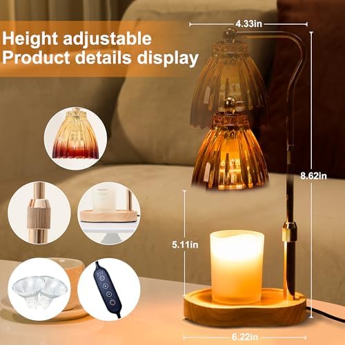 Candle Warmer Lamp with Timer Dimmable, Gold Gift Wax Warmer Lamps