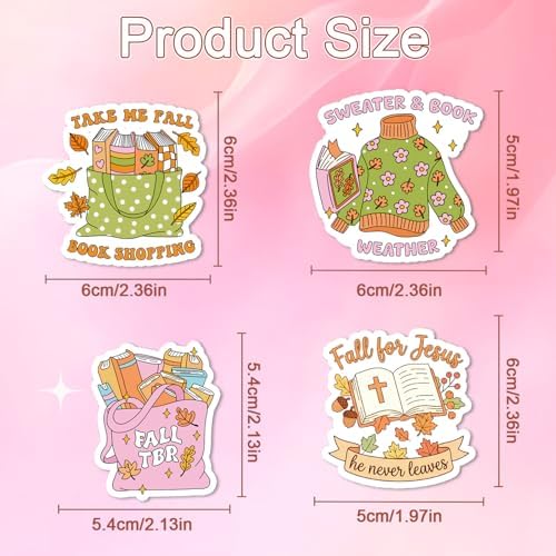 100 Pcs Fall Bookish Stickers for Adult, Vinyl Pumpkin Decals