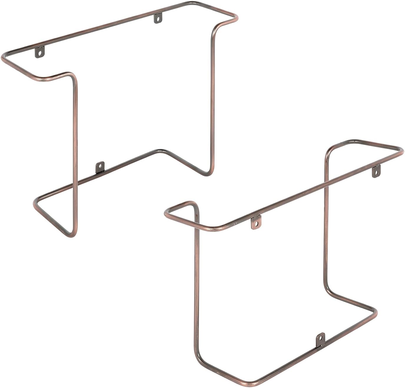 MyGift Copper Metal Wall Mounted Vinyl Record Display Shelves, Set of 2 | Wire Floating Holders Display LP Records &