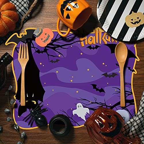 MCEAST 6 Pack Halloween Plastic Placemats Pumpkin Spider Ghost Table Mats