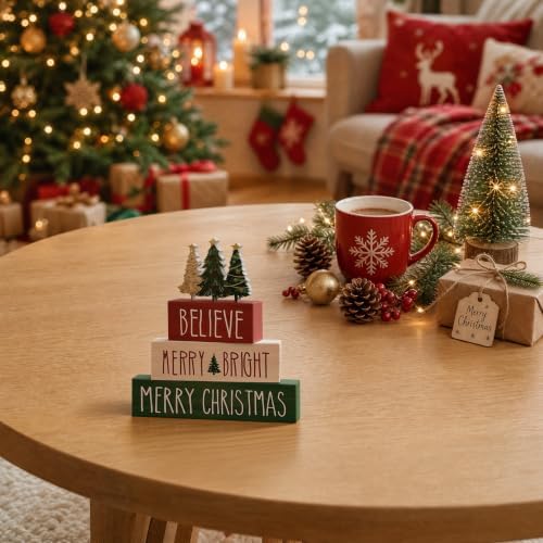 Smile Merry Christmas Wooden Signs Tabletop Indoor Decor