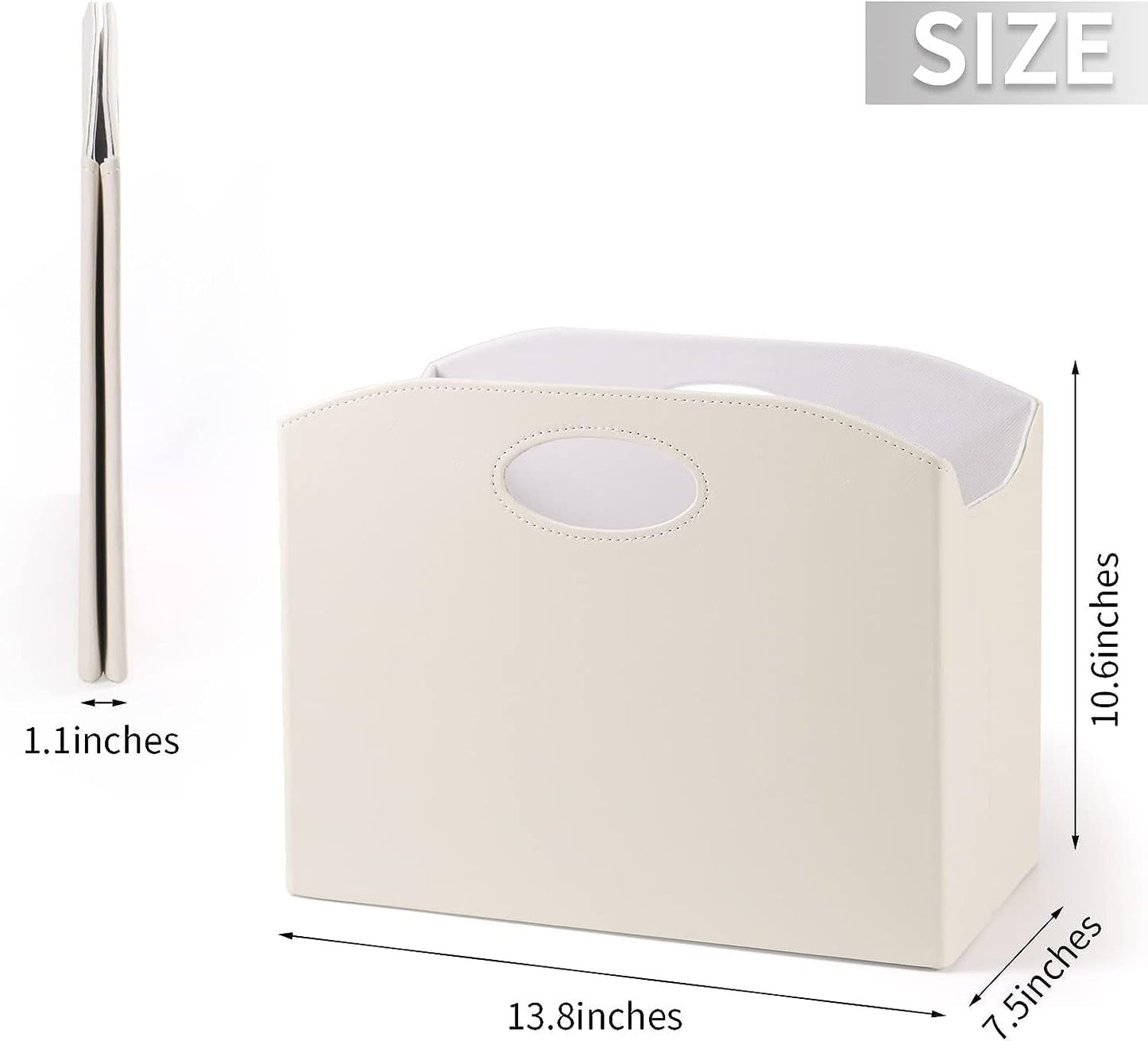 EZDeco Magazine Holder Foldable Magazine Rack Floor PU Leather File Holder Newspaper Book Storage Magazine Basket
