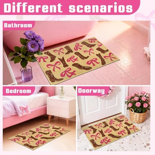 Bow Doormat Western Cowgirl Welcome Entrance Door Mat Outdoor Entryway Rug