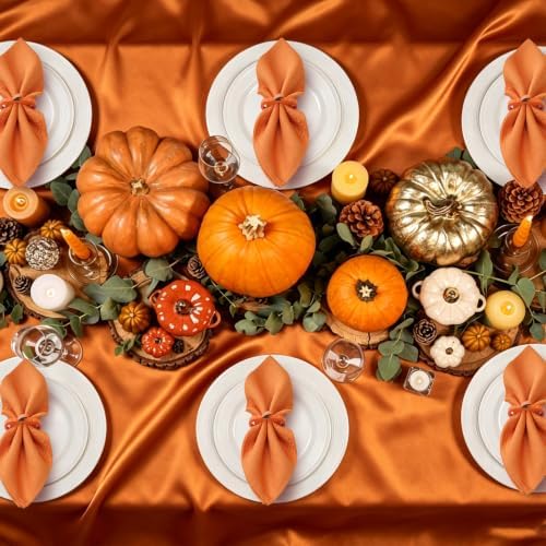 Thanksgiving Pumpkin Wooden Napkin Rings Set of 6, Thanksgiving Table Decor
