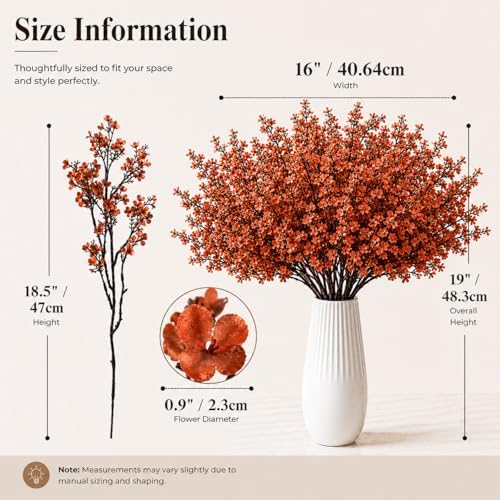 Mandy's 15 Bundles Artificial Burnt Orange Baby’s Breath Flowers