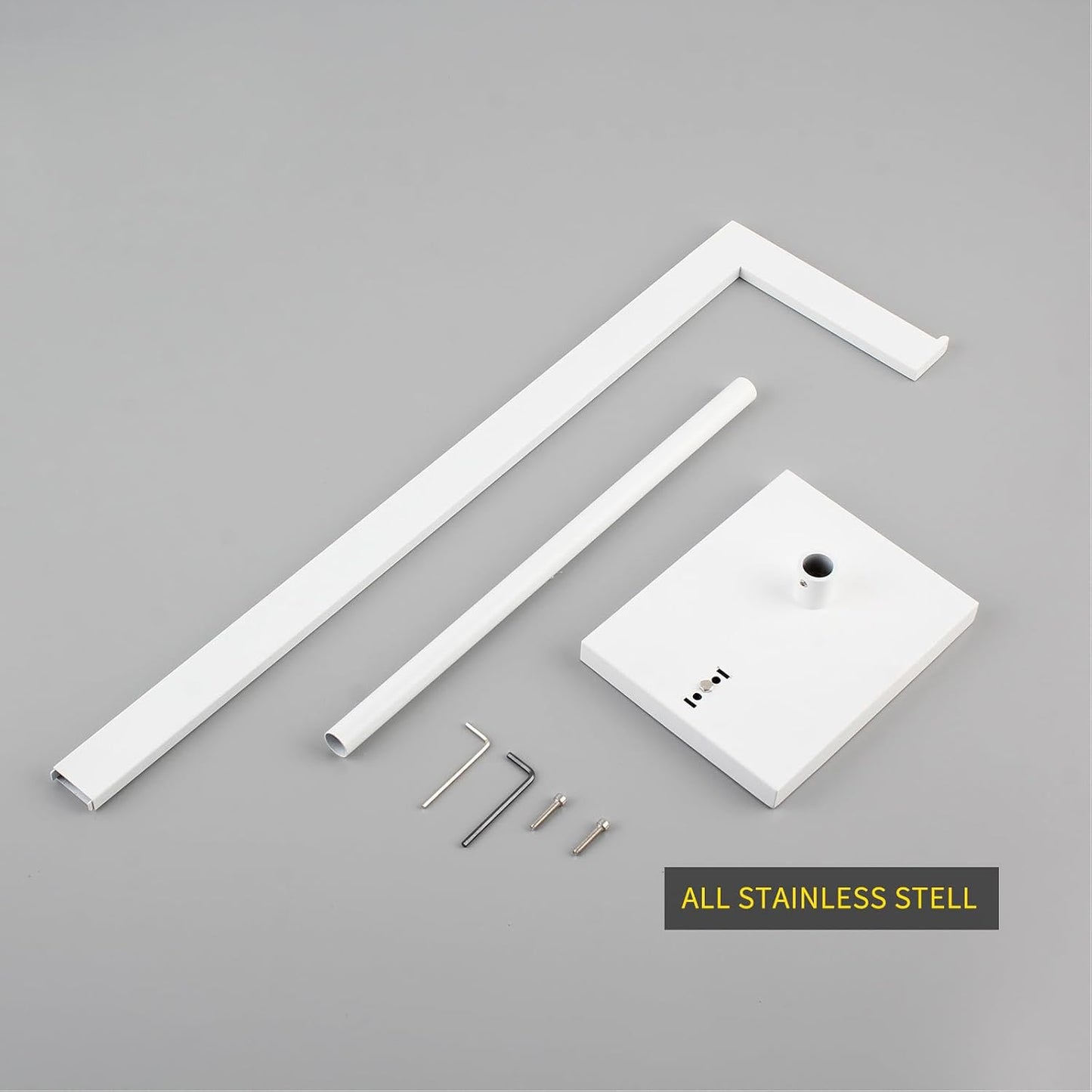 GERZWY SUS 304 Stainless Steel Toilet Paper Stand with Reserve, Free Standing Toilet Paper Holder, White