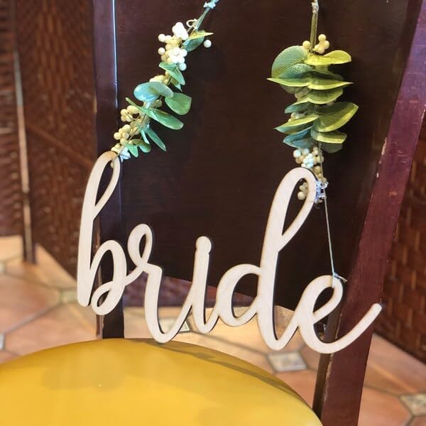 Wooden Bride and Groom Chair Signs