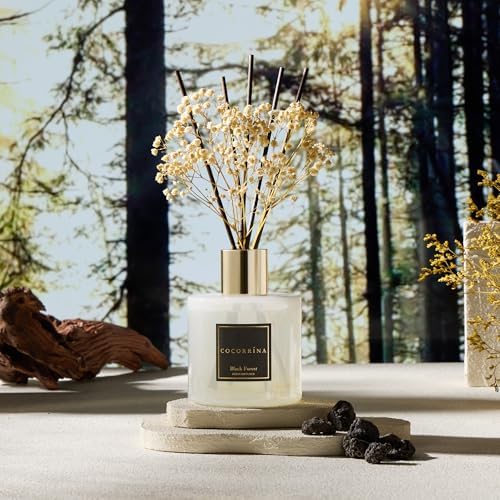 COCORRÍNA Reed Diffuser - Black Forest 17 Fl.oz Reed Diffuser with 8 Sticks Scented Diffuser with Preserved Flowers for