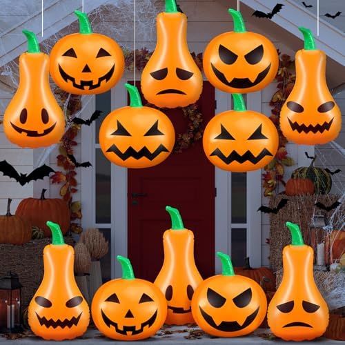 12 Pcs 13.78'' Inflatable Hanging Pumpkin Decorations
