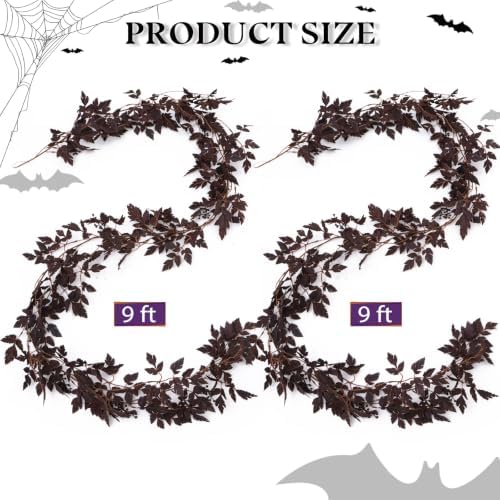 2 Pack 9 Ft Fall Garlands, Plum Cimicifuga Seeded Halloween Decor