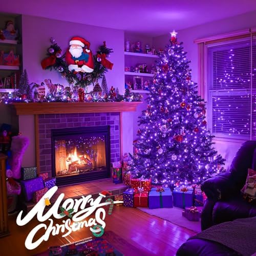 JMEXSUSS 400 LED Purple Halloween Lights Outdoor, Purple String Lights
