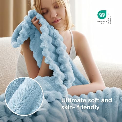 Bedsure Soft Twin XL Blanket for Bed Dorm Light Blue 66"x90"