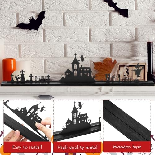 Amyhill 2 Halloween Metal Table Centerpieces Decor 15.8 in Witch Silhouette