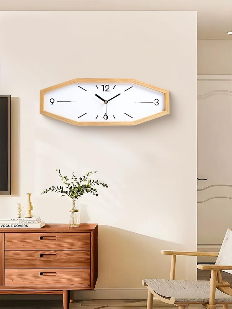 Wooden Retro Wall Clocks, 18 Inches Square Clocks Rectangular Wall Clock | Battery Operated Silent Non-Ticking, for