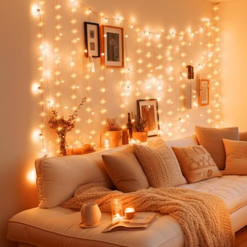 Minetom Halloween Curtain Lights, 300 LEDs Twinkle Fairy Lights, 8 Modes