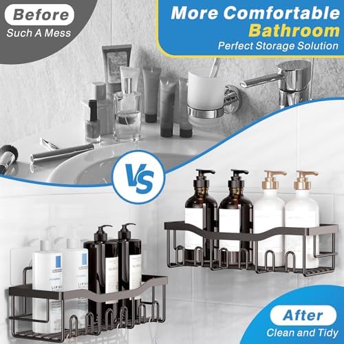 5-Pack Shower Caddy, No Drill Adhesive Shower Organizer, Rustproof Stainless Steel Bathroom Organizer, Space-Saving