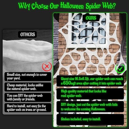 1000sqft Halloween Giant Spider Web Decoration,Cut Your Own Stretchy Spider Netting, DIY Spooky Flexible Spider Webs Decor for Halloween Haunted House Outdoor Decorations Holiday Party Supplies