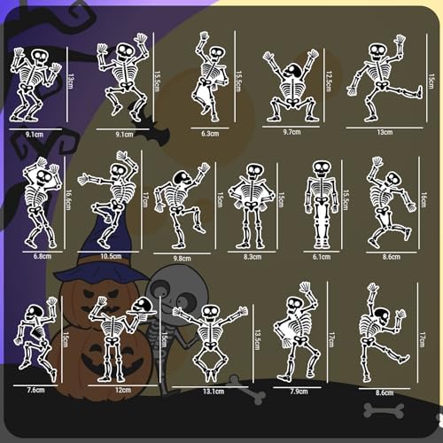 Whaline 16 Pcs Halloween Refrigerator Magnets Skeleton Fridge Magnets Holiday Metal Magnetic Stickers Decal for Garage Door Locker Mail Box Decor