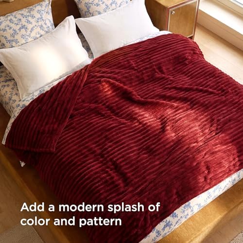 Bedsure Soft Full Size Fleece Blankets for Bed Red 84"x90"