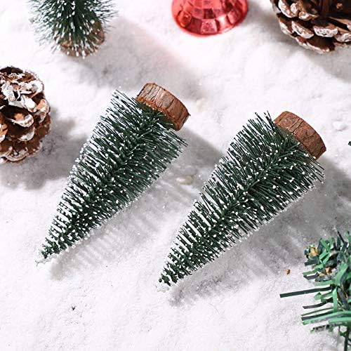10Pcs Mini Christmas Tree Snow Snow Frost Trees Bottle Brush Winter Ornaments Tabletop for Christmas Party Home Decoration (15cm)