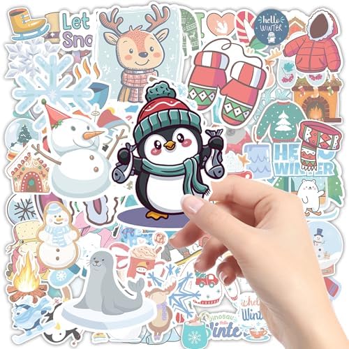 OHOME Winter Stickers | 100 PCS Snowflake Stickers for Kids - Vinyl Winter Games Toys Gifts Activities Party Favors Supplies - Snowman Crafts Bulk for Classroom Home