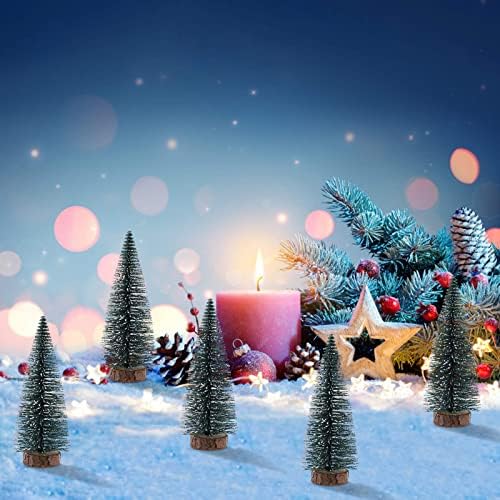 10Pcs Mini Christmas Tree Snow Snow Frost Trees Bottle Brush Winter Ornaments Tabletop for Christmas Party Home Decoration (15cm)